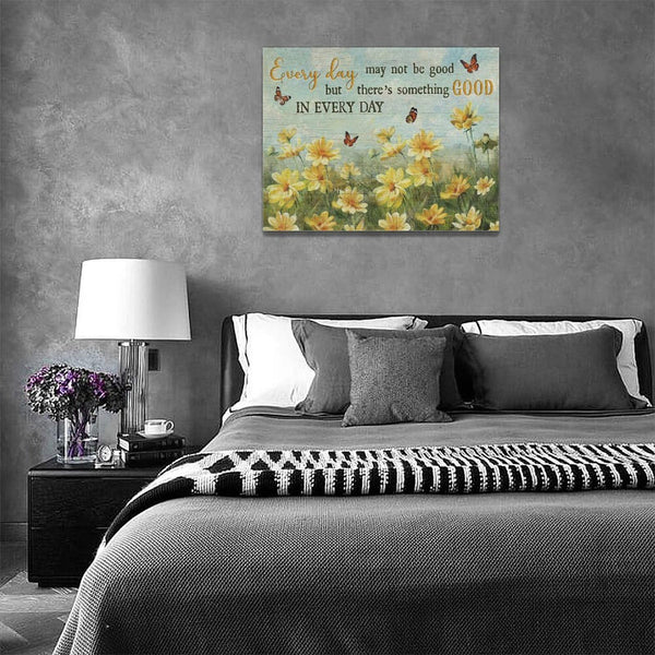 Country Flower Wall Art Yellow Wildflowers Wall Decor Farmhouse Floral Butterfly Daisy Canvas Print Painting Artwork