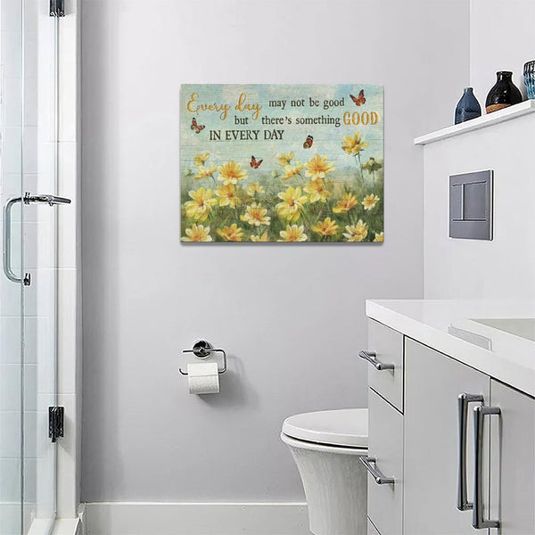 Country Flower Wall Art Yellow Wildflowers Wall Decor Farmhouse Floral Butterfly Daisy Canvas Print Painting Artwork