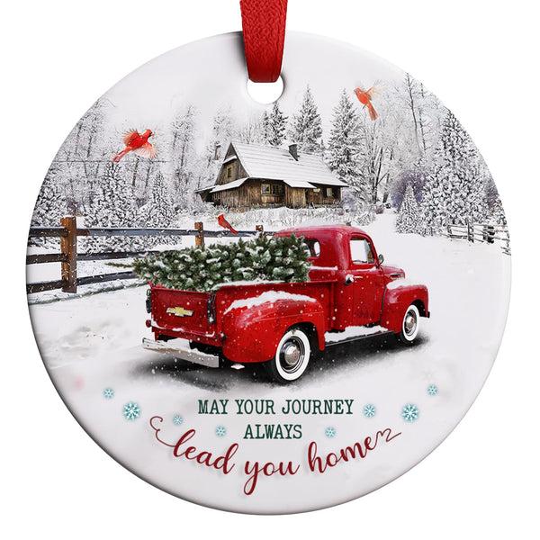 Christmas Ornament 2025, May Your Journey Always Lead You Home, Rustic Red Christmas Decoration