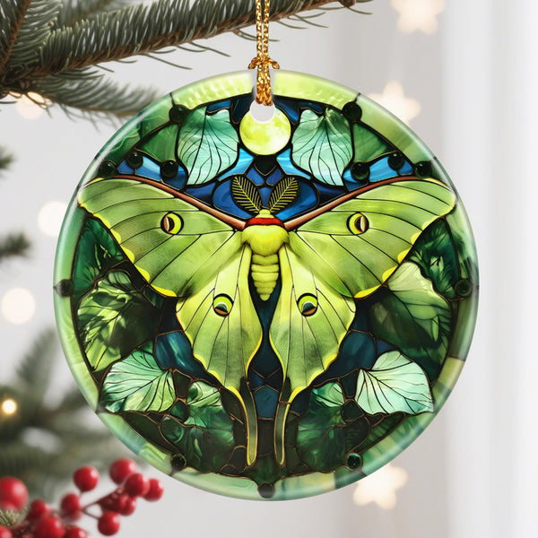 Christmas Ornament, Christmas Decoration, Ceramic-Style Luna Moth Ornament, Heirloom Keepsakes, Holiday Ornaments
