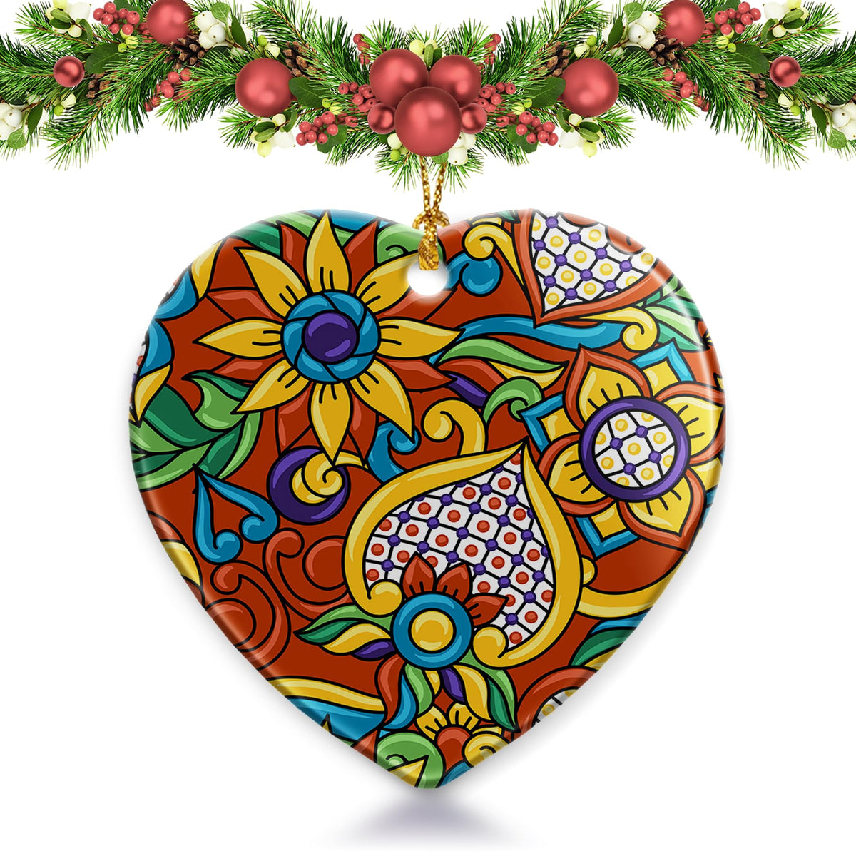 Christmas Ornaments 2025,Mexican Talavera Ornaments for Christmas Tree Holidays Ornaments Decorations