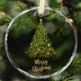 Christmas Ornaments, Christmas Tree Ornaments, Elegant Glass Christmas Tree Ornament - Merry Christmas Round Holiday Decoration