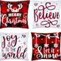 Christmas Pillow Covers 18x18 Set of 4 Winter Throw Pillow Covers Holiday Buffalo Plaid Pillow Covers