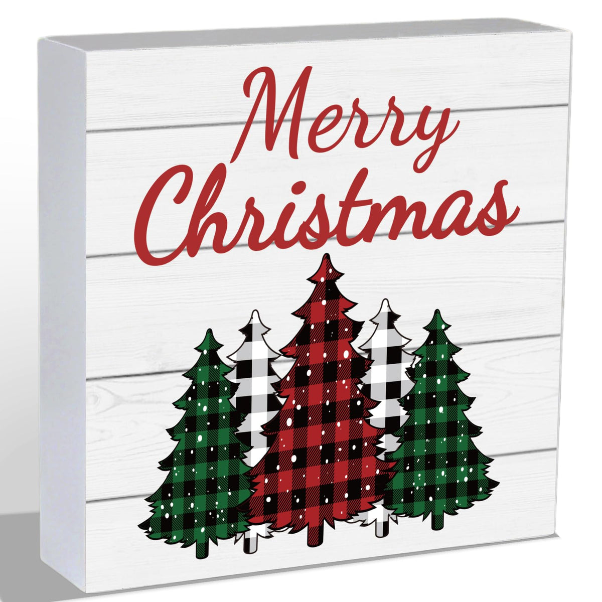 Christmas Table Decorations Christmas Decor Indoor Home Room Buffalo Plaid Tree Office Bathroom Wood Box Sign
