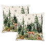 Christmas Winter Pillow Covers 18x18 Inch Set of 2 Xmas Trees Reindeer Decorative Throw Pillow Cover Watercolor