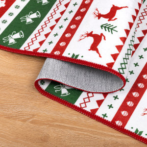 Oversart Christmas Party Machine Washable Area Rug Red/White/Green