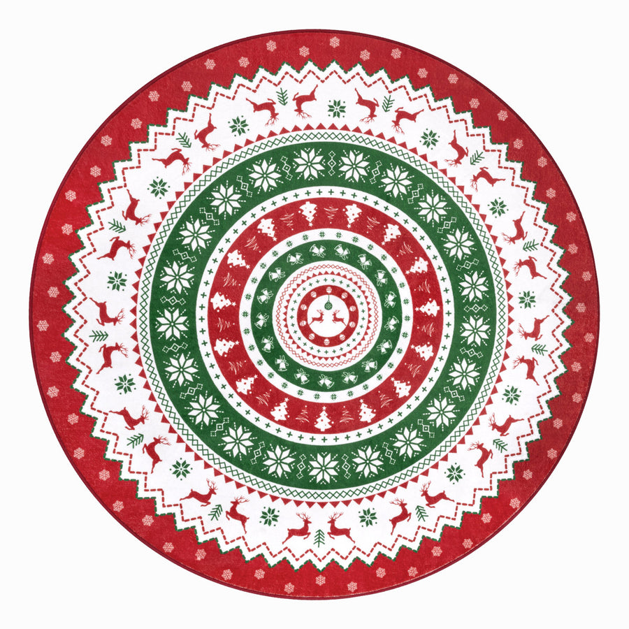 Oversart Christmas Party Machine Washable Area Rug Red/White/Green
