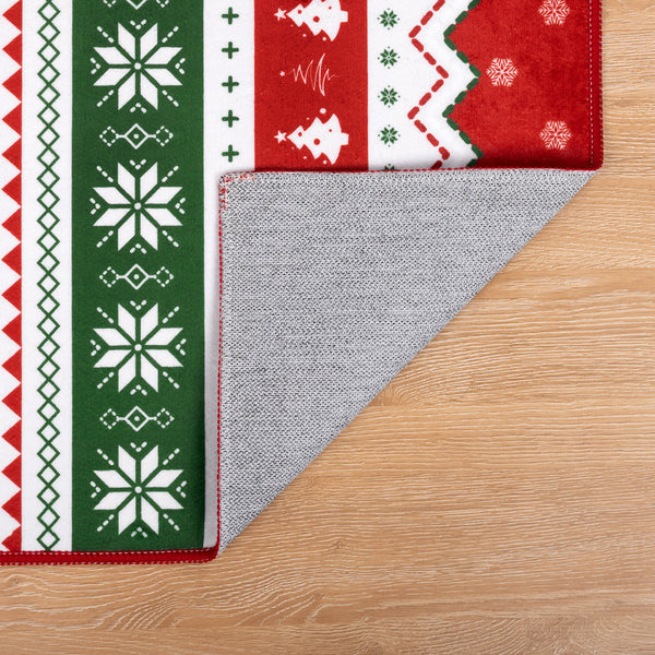 Oversart Christmas Party Machine Washable Area Rug Red/White/Green