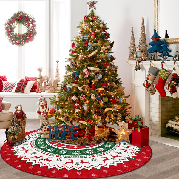 Oversart Christmas Party Machine Washable Area Rug Red/White/Green