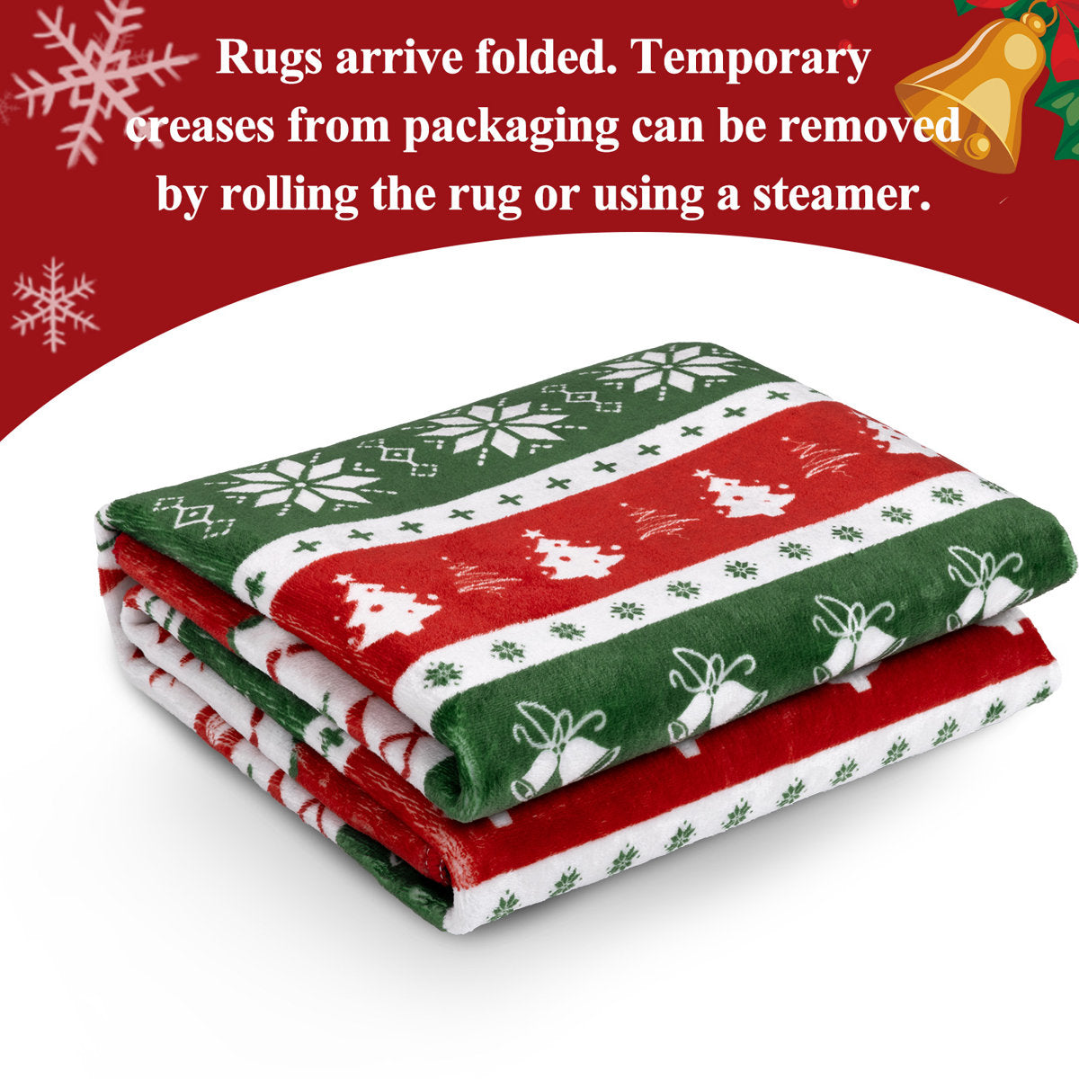 Oversart Christmas Party Machine Washable Area Rug Red/White/Green