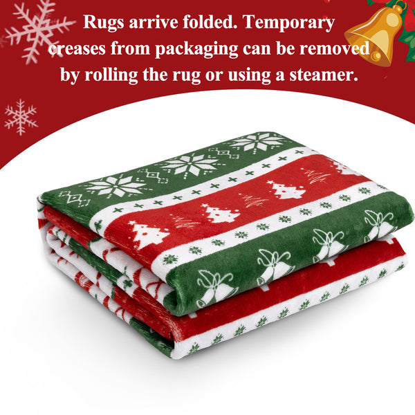 Oversart Christmas Party Machine Washable Area Rug Red/White/Green