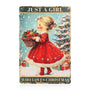 Christmas Vintage Plaque Metal Tin Sign, 8x12 Inch Just a Girl Who Loves Christmas Poster