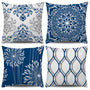 Decorative Throw Pillow Covers 18x18 Set of 4, Blue Modern Simple Square Pillow Case Cushion Cover