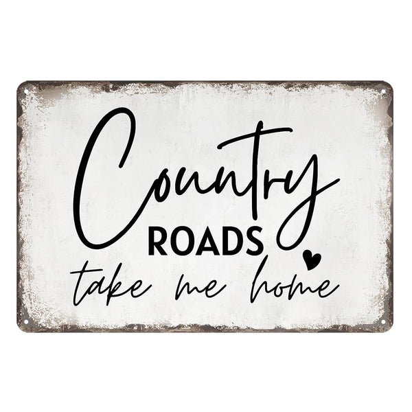Country Roads Take Me Home Wall Decor Vintage Country Roads Matel Tin Signs Western Decor