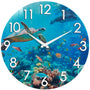 12 Inch Waterproof Outdoor Glass Clock for Patio Pool Garden- Blue Ocean Nautical Beach