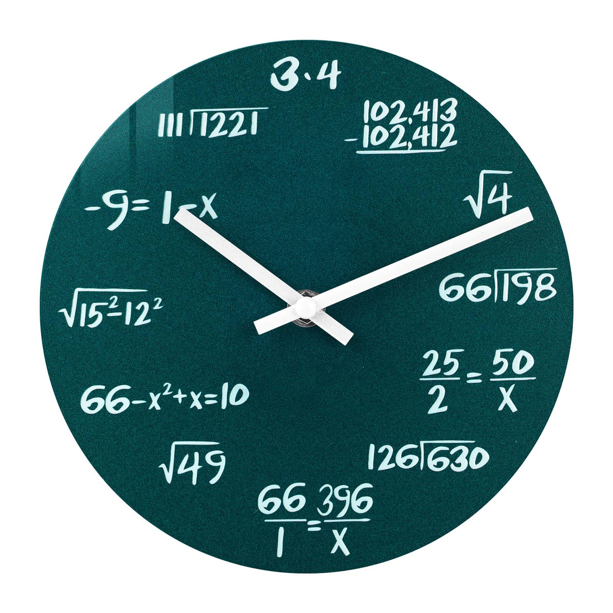 Unique Gift for Math Lovers, 12" Green Math Wall Clock with Mathematical Expressions