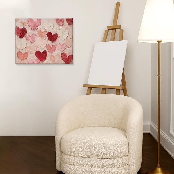 Cute Valentines Day Wall Art Print Romantic Pink Red Hearts Poster Picture Valentine Wall Decor for Home Living Room Bedroom