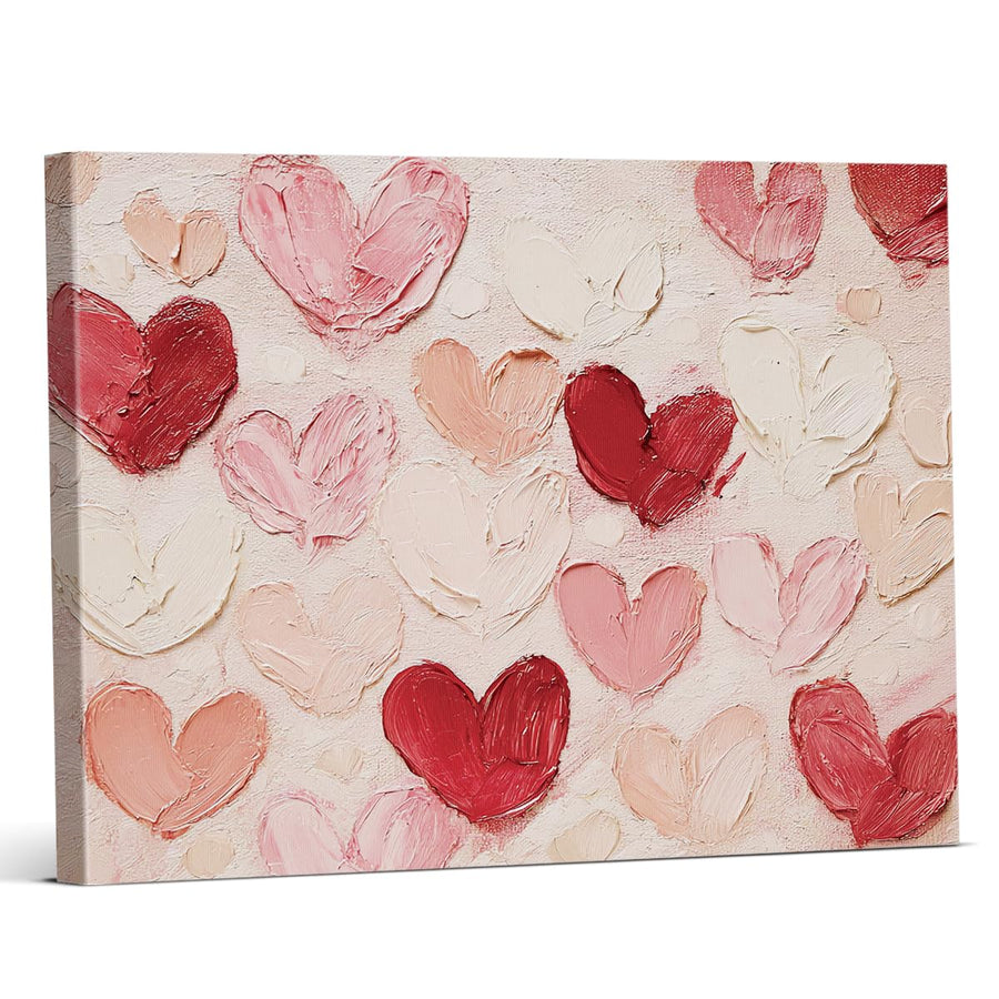 Cute Valentines Day Wall Art Print Romantic Pink Red Hearts Poster Picture Valentine Wall Decor for Home Living Room Bedroom