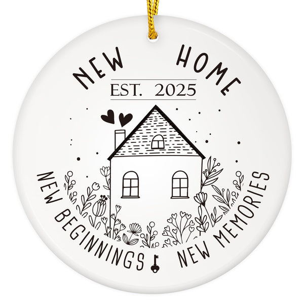 New Home Christmas Ornament 2025-3'' Ceramic New House Ornament New Beginning House Warming Gifts Presents for Women Couple