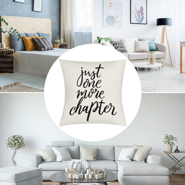 Just One More Chapter Throw Pillow Case Cushion Cover Book Lovers Linen 18 x 18 Inch