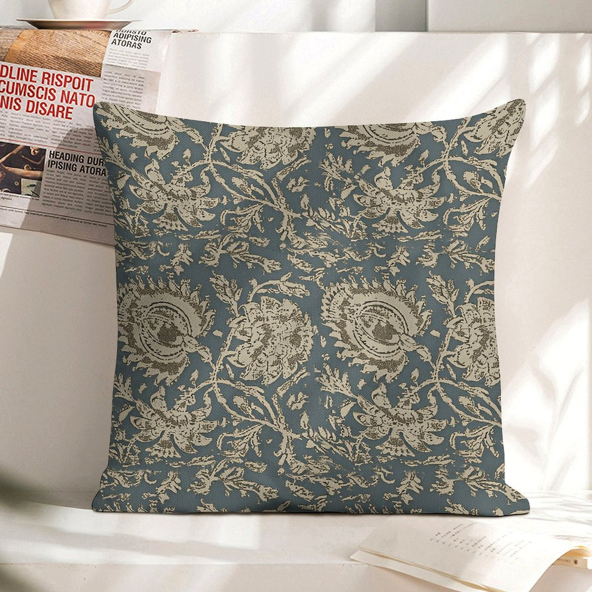 Vintage Floral Print Throw Pillow Covers 18x18 Set of 2 Neutral Modern Farmhouse Pillowcase Accent