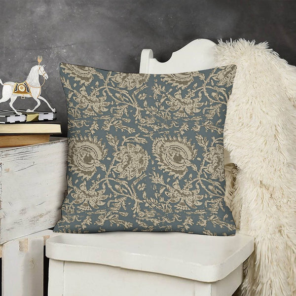 Vintage Floral Print Throw Pillow Covers 18x18 Set of 2 Neutral Modern Farmhouse Pillowcase Accent