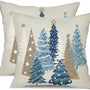 Christmas Pillow Covers 18x18 Inch Set of 2 Xmas Tree Decorative Throw Pillows