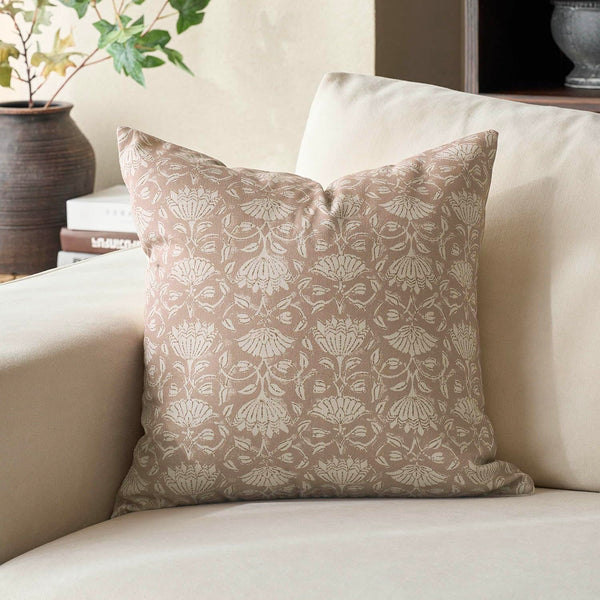 Floral Pillow Covers 18x18 Decorative Throw Pillow Covers Floral Block Print Farmhouse Vintage Neutral Pillow Cover