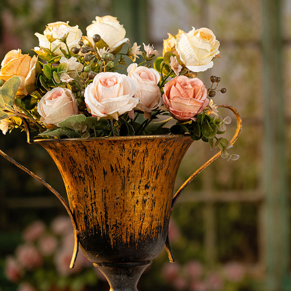 Rustic Metal Handle Planter – Vintage Farmhouse Flower Pot for Home & Garden Decor
