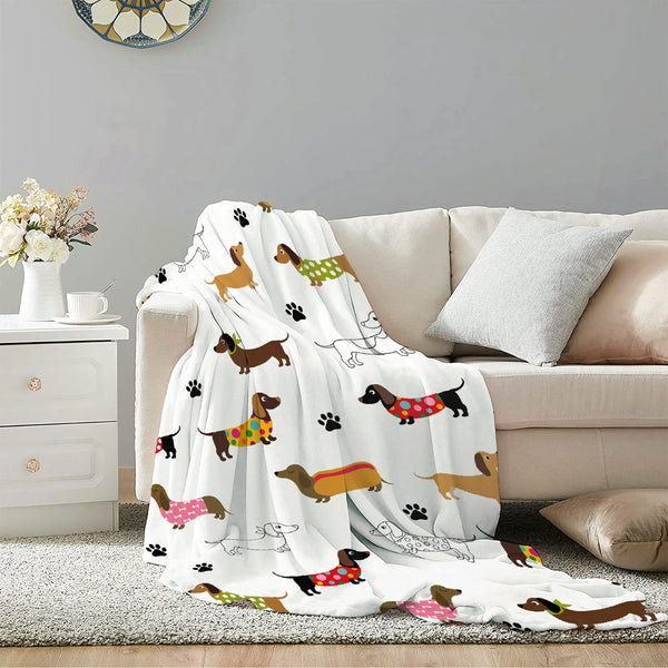 Dachshund Dog Blanket,Personalized Puppy Blanket,Pet Gift for Dog Lovers Mom Dad