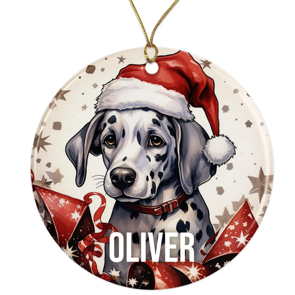 Personalized Dog Ornament - Pet Ornament for Christmas Tree - 3" Round Ceramic - Printed in USA - Dog Mom - Dog Dad - Xmas Decoration