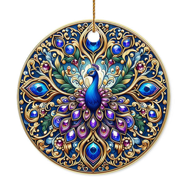 Christmas Ornament - Elegant Peacock Ceramic Ornament, Holiday Décor for Women, Mom, Wife, Friends