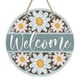 Welcome Spring Summer Daisy Flower Front Door Sign, Floral Farmhouse Wood Door Hanger Outdoor Outside Porch Decor