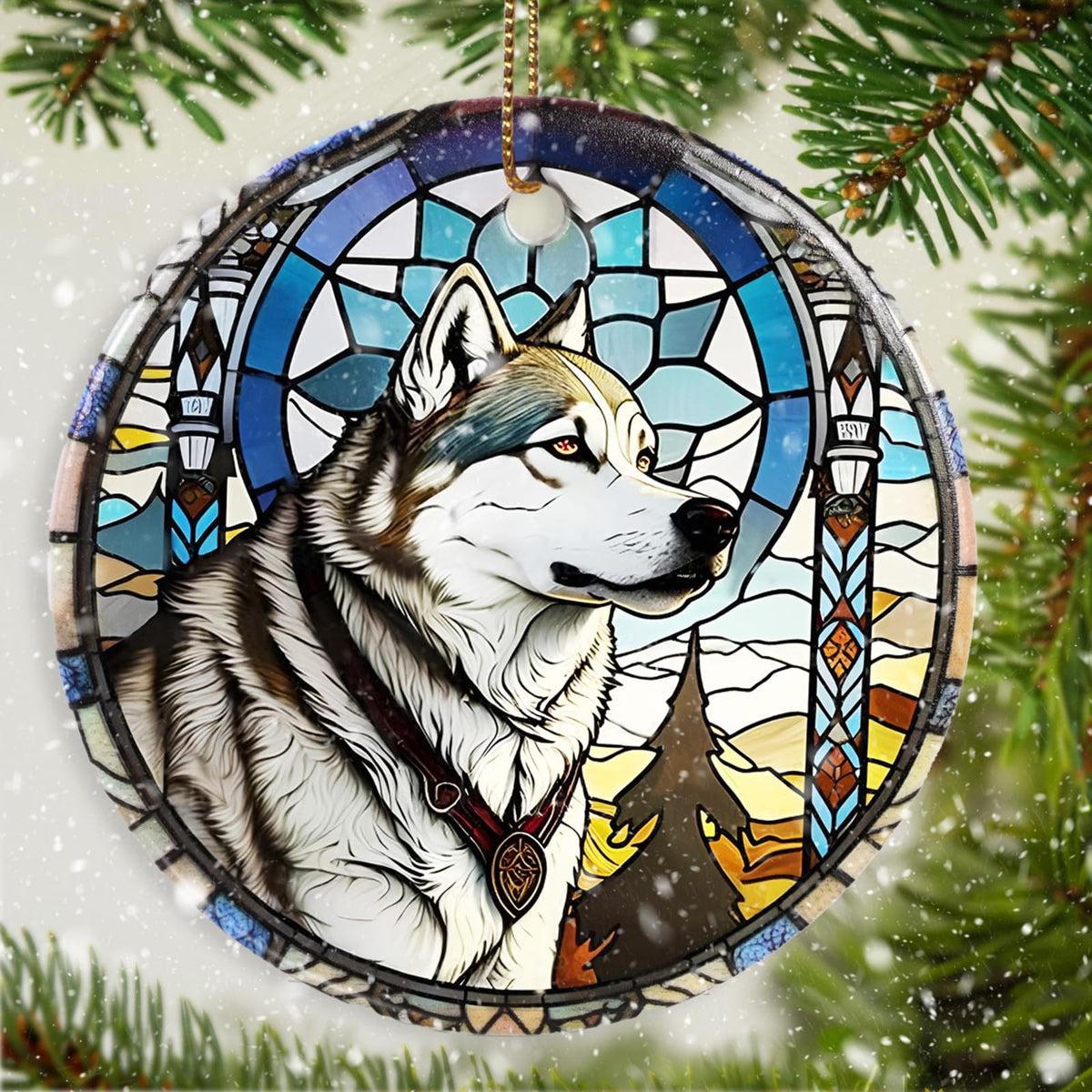 Wolf Christmas Hanging Ornament - Wolf Ceramic Ornament - Wolf Ornaments for Christmas Tree - Gifts for Wolf Lovers