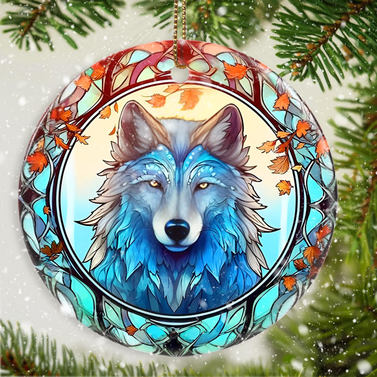 Wolf Christmas Ornament - Ceramic Wolf Ornaments for Christmas Tree Gifts - Animal Lovers Keepsake
