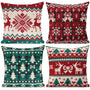 Christmas Pillow Covers, 18x18 Inch Set of 4 Red Green Home Sofa Couch Cushion