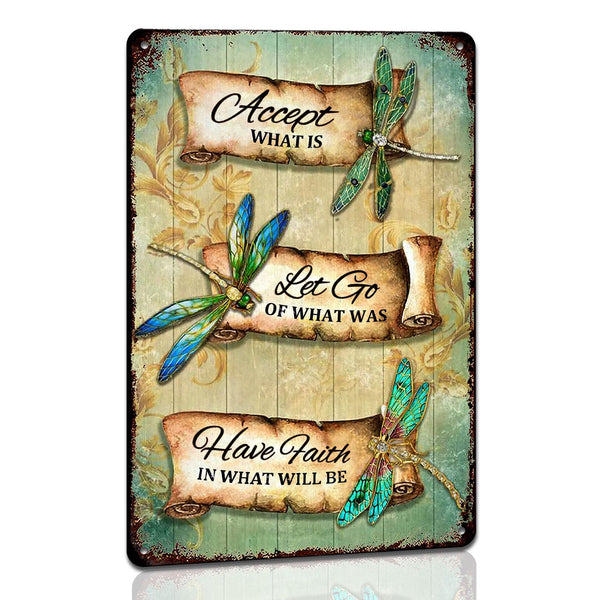 Dragonfly Tin Sign Retro Accept What Is Metal Signs Vintage Dragonfly Wall Art Outdoor Garden Decor