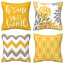 Yellow Pillow Covers 18x18 Set of 4 Modern Decorative Geometric