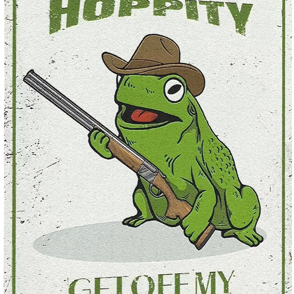 Funny Vintage Metal Tin Signs Frog Room Decor Hippity Hoppity Get Off My Property Sign No Tresspassing