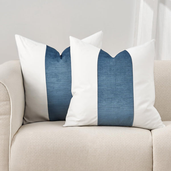 Velvet Panel Cotton Pillow Covers Set of 2, Decorative Pillow Covers 18x18 Inch for Couch