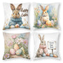 Waterproof Easter Decoration Bunny Throw Pillow Covers 18"x18" 4 Pack, 1-Side, Cotton Linen