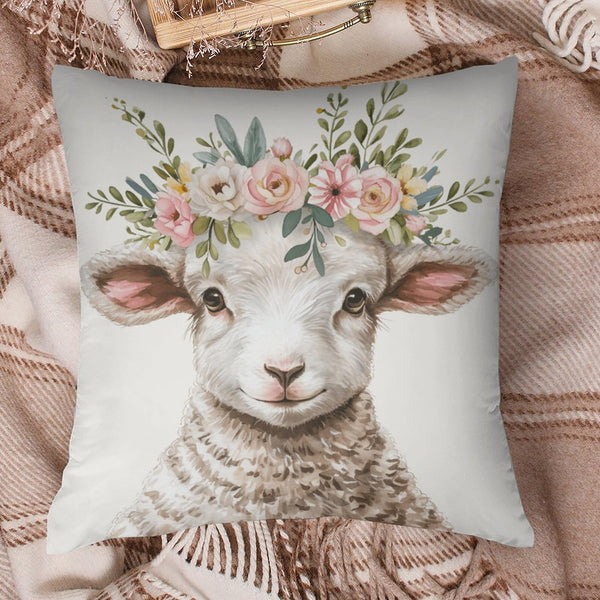 Waterproof Set of 4 Square 18"x18" Pillow Covers for Easter Spring, Buffalo Plaid, 1-Side, Cotton Linen