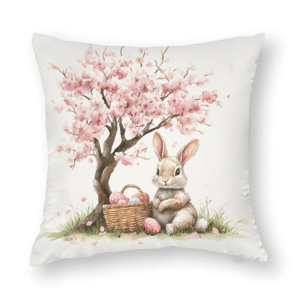 Waterproof Set of 4 Square 18"x18" Pillow Covers for Easter Spring, Buffalo Plaid, 1-Side, Cotton Linen