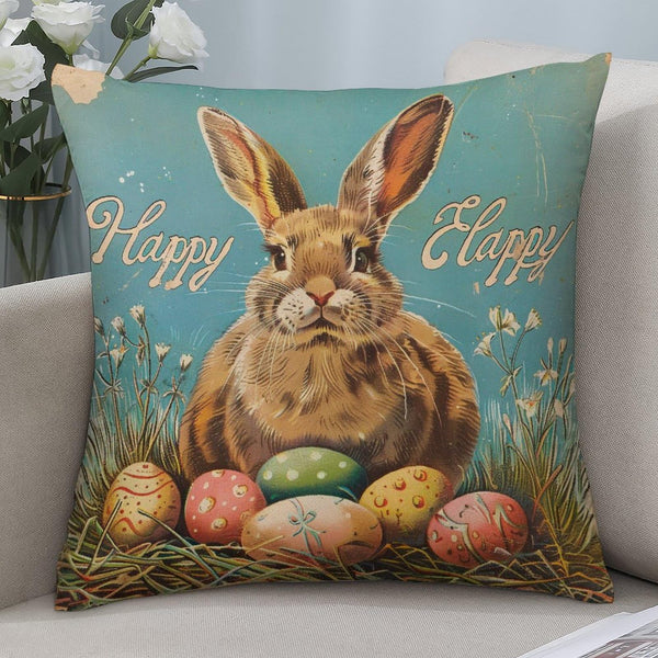 Waterproof Easter Throw Pillow Covers Set of 4, Retro Floral Set of 4, 1-Side, Cotton Linen