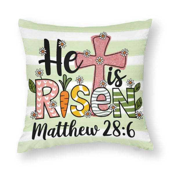 Waterproof Easter Pillow Covers Set of 4, Retro Floral Happy Easter, 1-Side, Cotton Linen