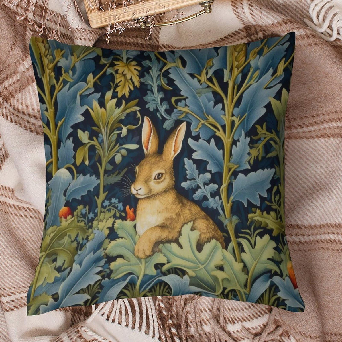 Waterproof Easter Decorations, Set of 4 William Morris Rabbit 18", 1-Side, Cotton Linen