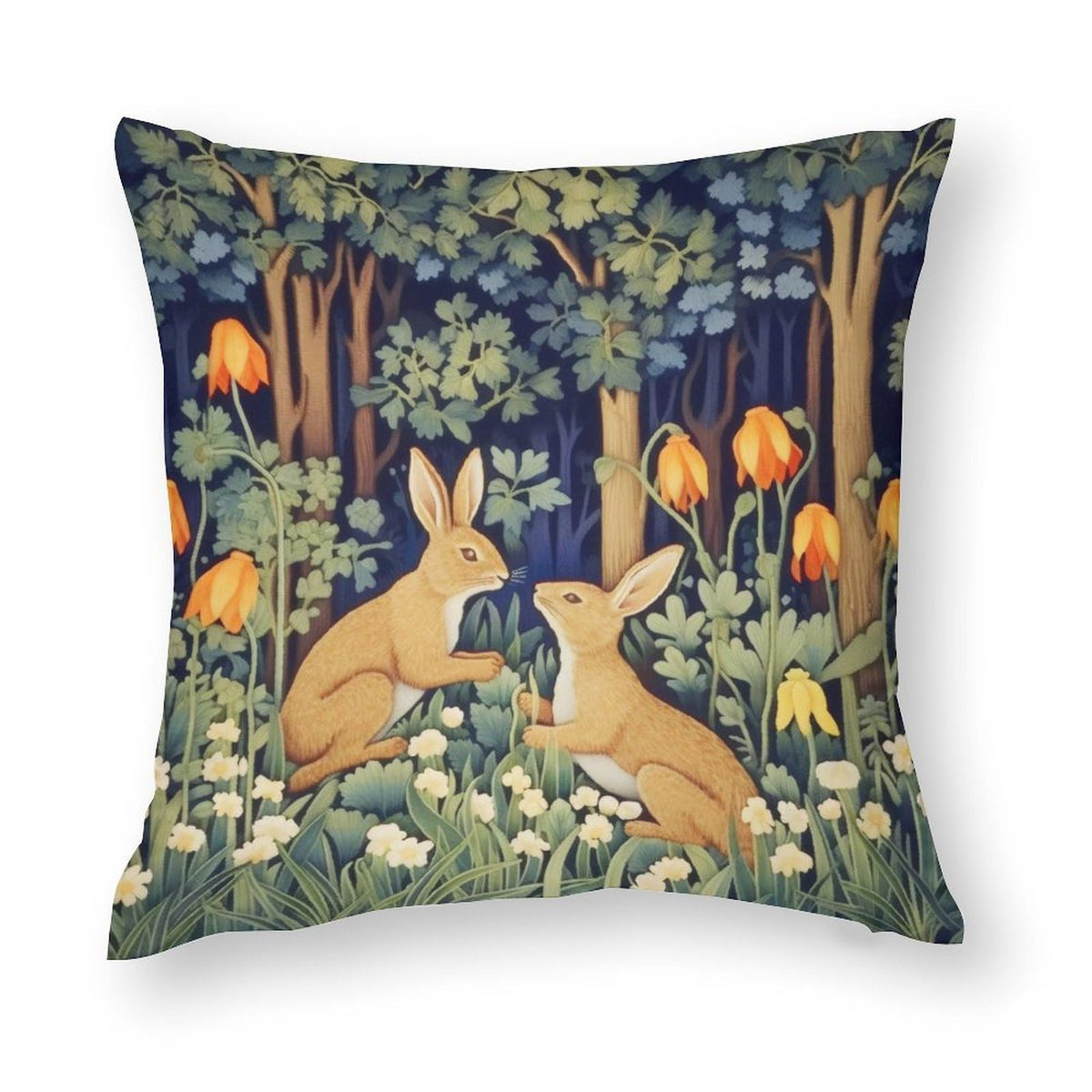 Waterproof Easter Decorations, Set of 4 William Morris Rabbit 18", 1-Side, Cotton Linen