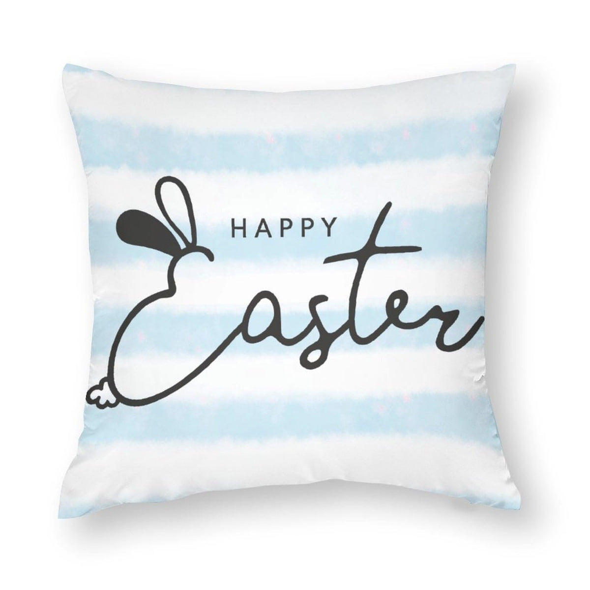 Waterproof Easter Decorative Pillow Covers Set of 4, Easter Eggs Bunny Spring Blue Floral, 1-Side, Cotton Linen