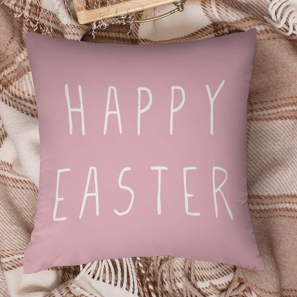 Waterproof Easter Spring Decorative Throw Pillow Covers Set of 4, Rustic Floral Bunny, 1-Side, Cotton Linen