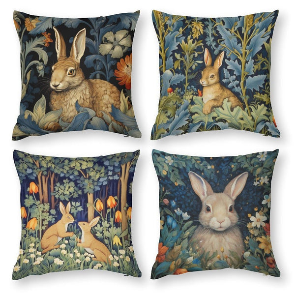 Waterproof Easter Decorations, Set of 4 William Morris Rabbit 18", 1-Side, Cotton Linen